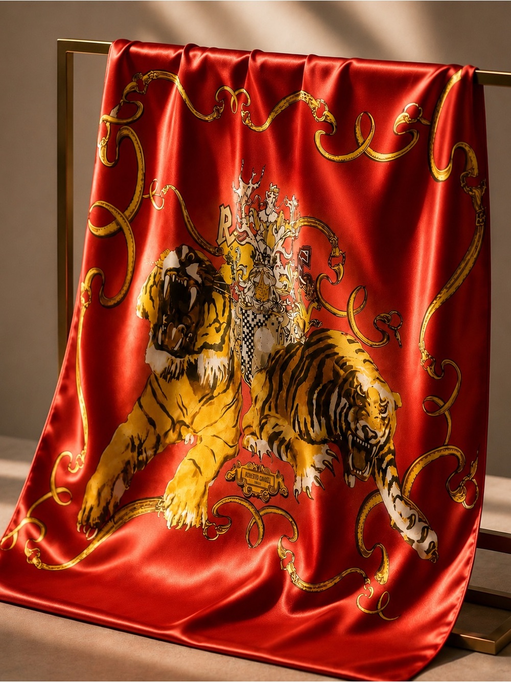 ROBERTO CAVALLI silk scarf 34"square NWOT